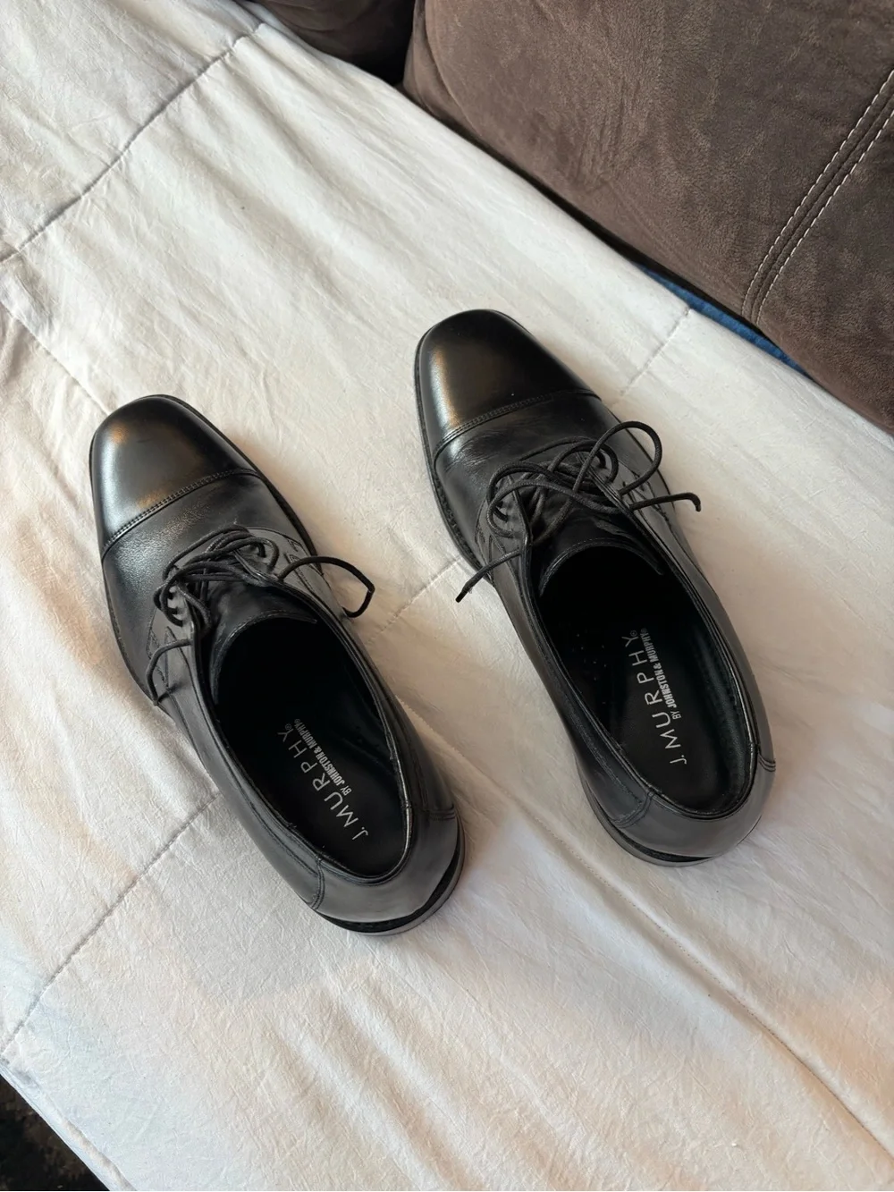 J. Murphy Black Leather Cap-Toe Oxford - Men's Dress Shoes